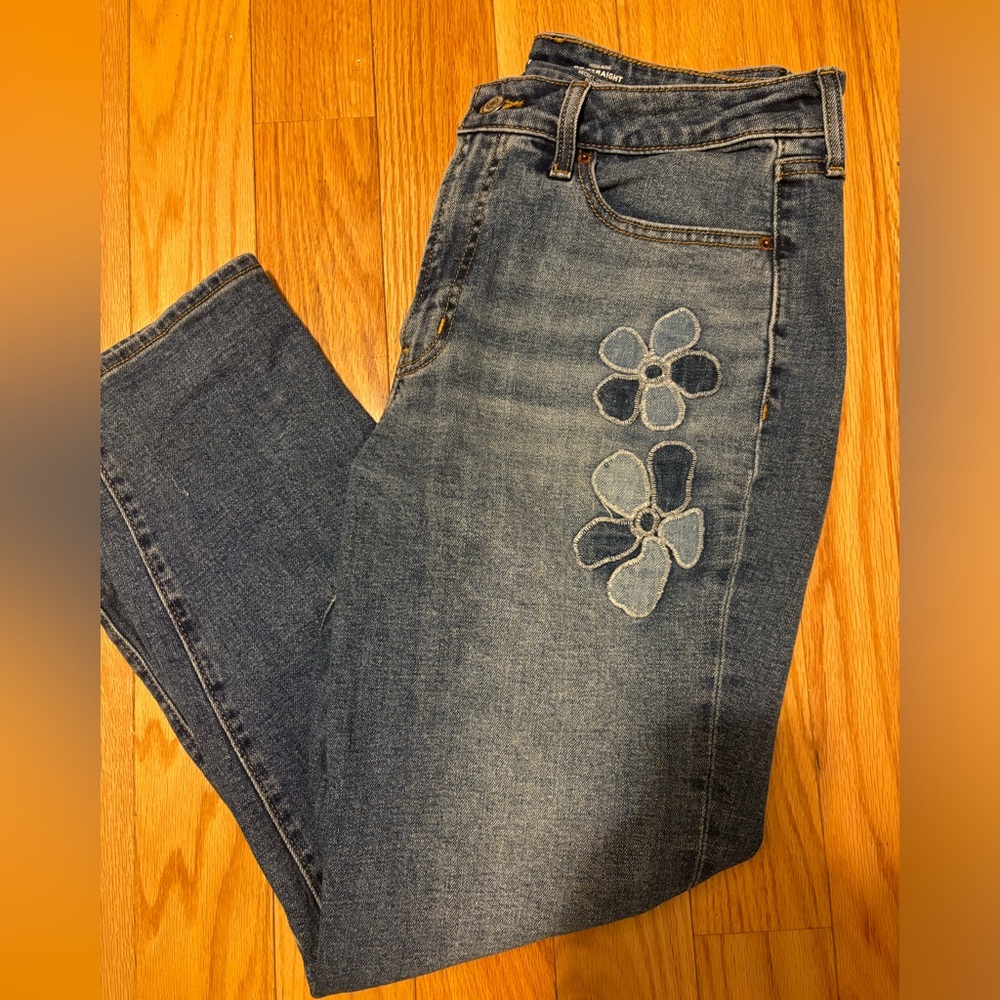 Old Navy Blue Jeans with Floral Embroidery - Picture 1 of 2